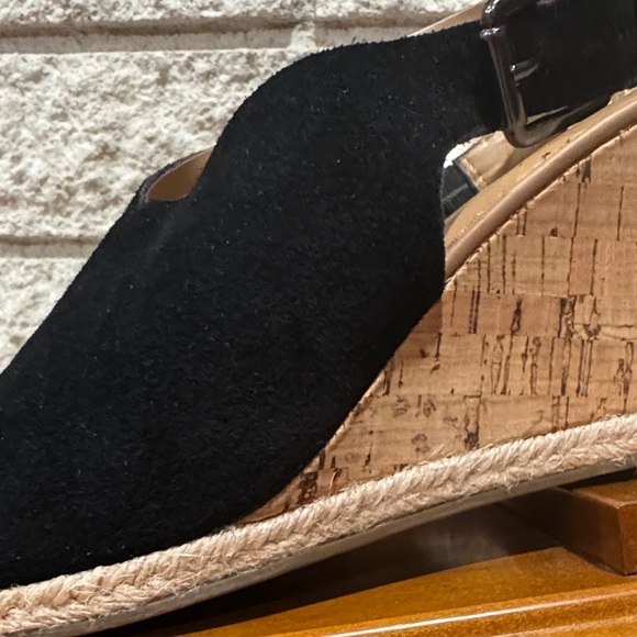 Franco Sarto Black Suede Cork Wedges - Picture 6 of 7